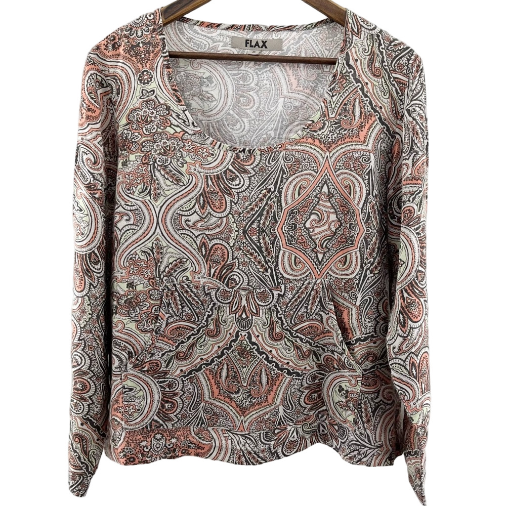 EUC Paisley FLAX Linen I Am Legendary Top Small